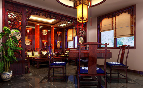 赤水古典中式风格茶楼包间设计装修效果图